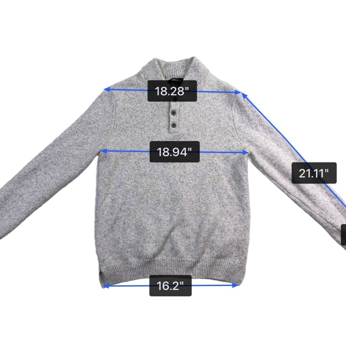 Express Mens Light Gray Button-Front Sweater Collared Knit Pullover Sz M