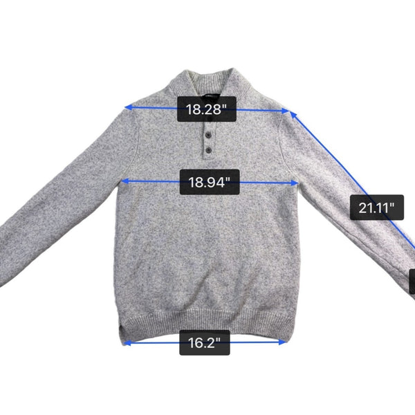 Express Mens Light Gray Button-Front Sweater Collared Knit Pullover Sz M