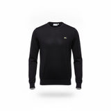 Lacoste Mens Black Cotton Crewneck Sweater Classic Fit Pullover Size 6 