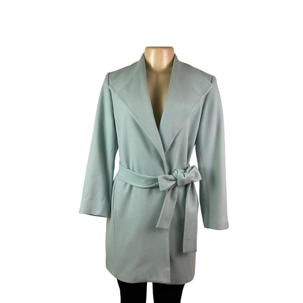 Louben Womens Mint Wool & Cashmere Blend Belted Blazer Coat Size 4