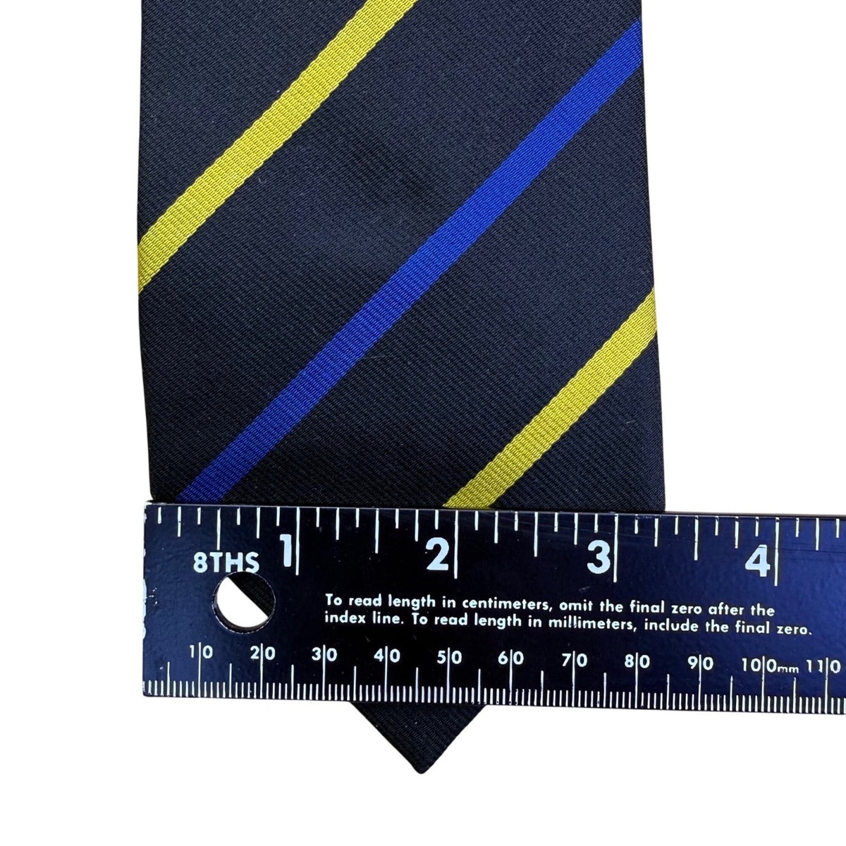 Ben Silver Mens Navy Silk Striped Tie Yellow & Blue All Occasion Imported Handma