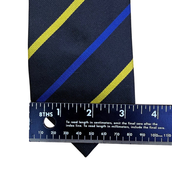 Ben Silver Mens Navy Silk Striped Tie Yellow & Blue All Occasion Imported Handma