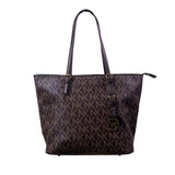 Michael Kors Women’s Brown Monogram Coated Gold-Tone Buckle Accents Tote Bag