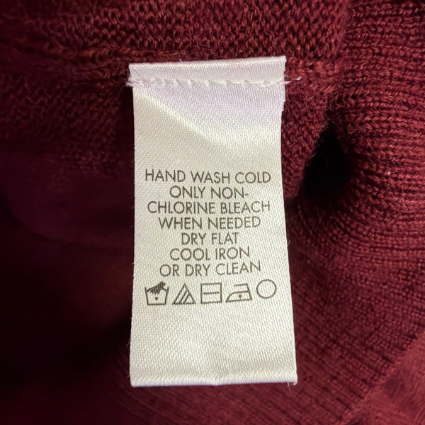 Calvin Klein Mens Red Merino Wool V-Neck Sweater Classic Fit Lightweight Size M