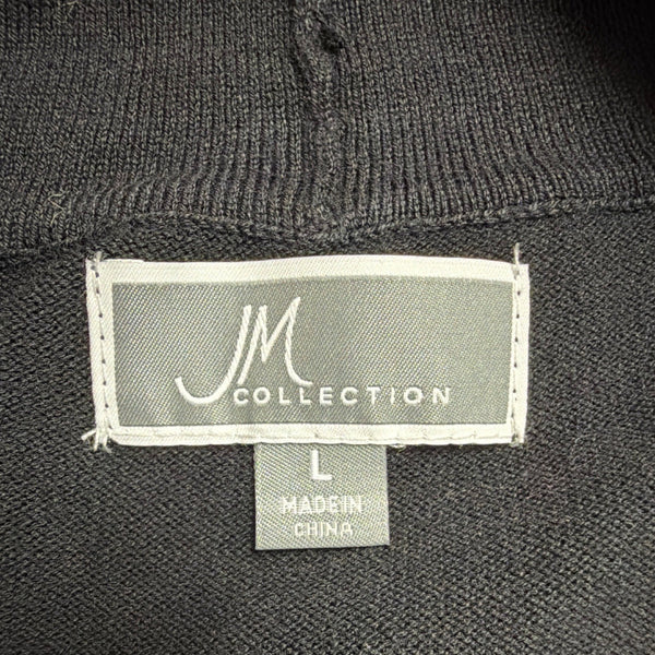 JM Collection Womens Black Beaded Cuff Open Front Cardigan Size L