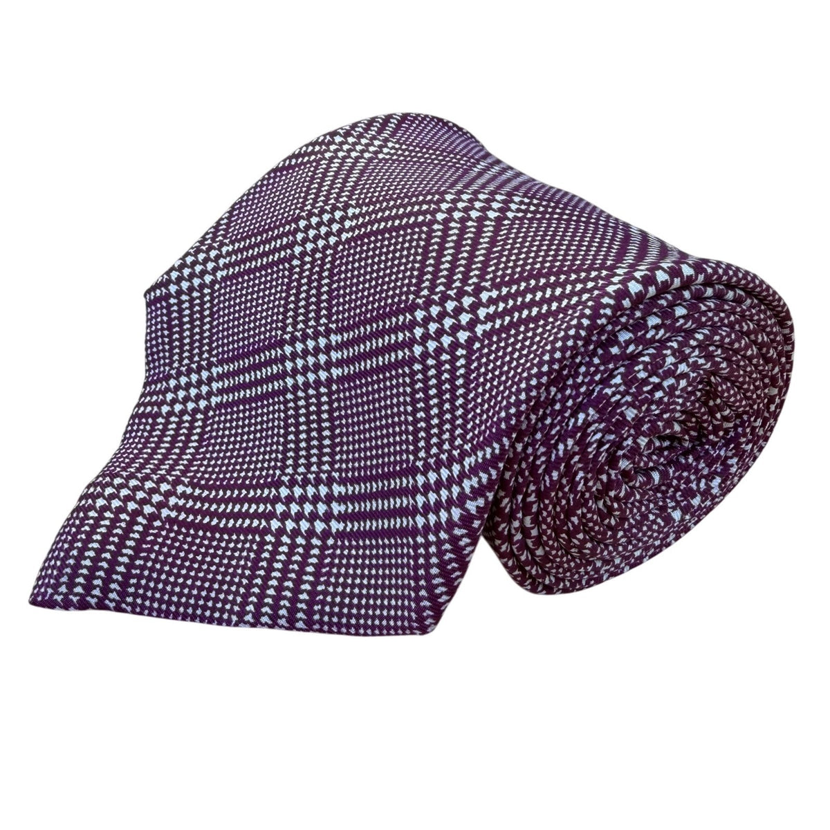 BERT PULITZER Mens Purple Plaid All Silk Tie Made In U.S.A Stylish Pattern