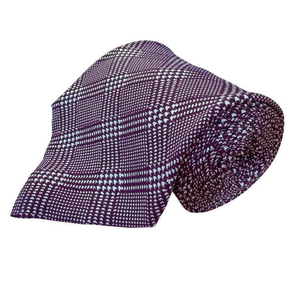 BERT PULITZER Mens Purple Plaid All Silk Tie Made In U.S.A Stylish Pattern