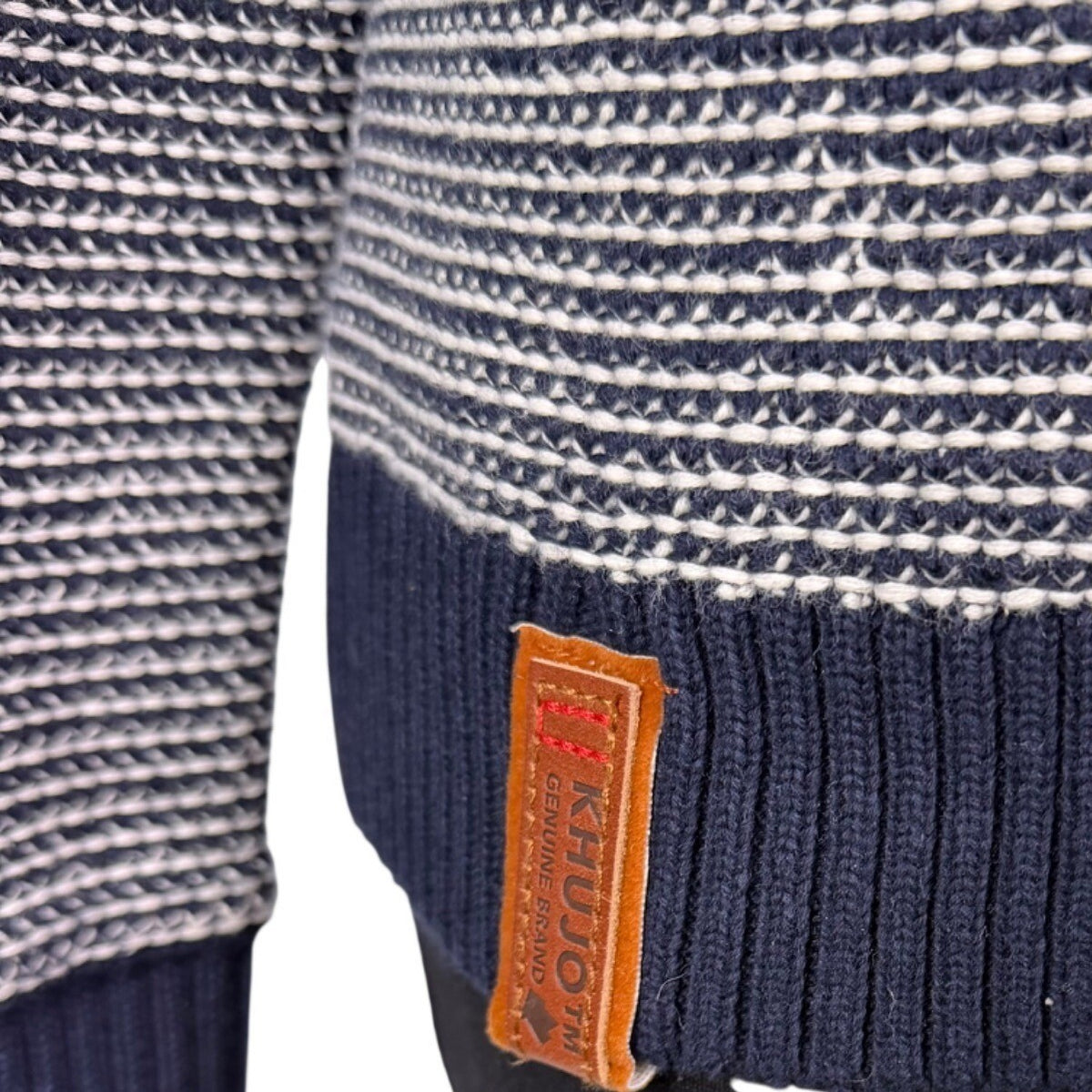 Khujo Womens Navy & White Sweater With Funnel Neck Pullover Stylish Sz M - New
