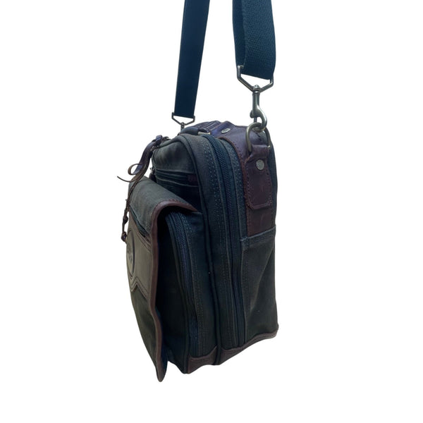 Orvis Men’s Olive Canvas &  Brown Leather With Adjustable Strap Crossbody Bag