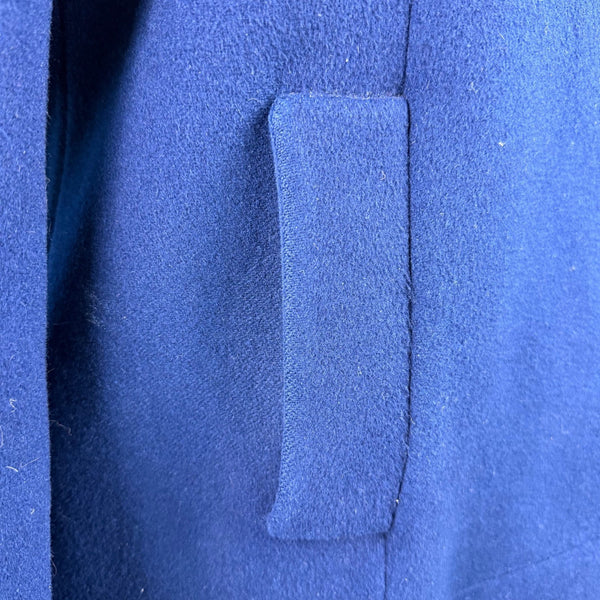 Pendleton Womens Navy Wool & Cashmere Coat With Fox Fur Trim Hood Size 8