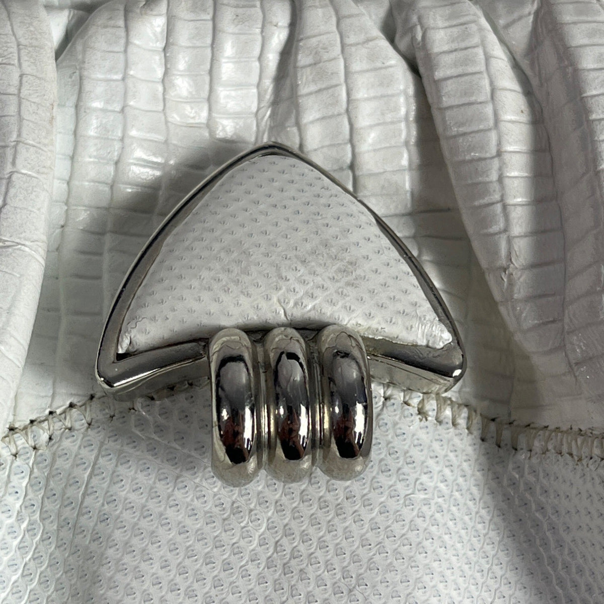 Vintage Sharif Women's White Crock Skin Leather Crossbody Bag Sz S