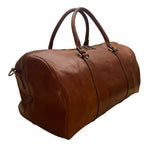 D&D Firenze Men’s Brown Leather Double Handles Shoulder Strap Travel Duffel Bag