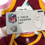 NFL Indians Toddler Girl's Red and White Creeper Set Sz 0-3M - NWT