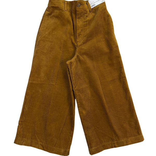Uniqlo Women Brown Cotton Corduroy High-Waisted Wide Cropped Pants Size 2