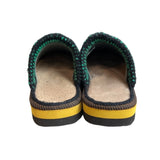 Women's Green & Black Wooven Quilted Pattern Slippers Sandals Size 9.5/10
