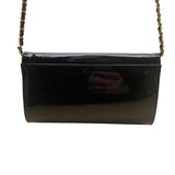 Empire-ORR Women’s Black Patent Leather Gold Chain Strap Clutch Bag