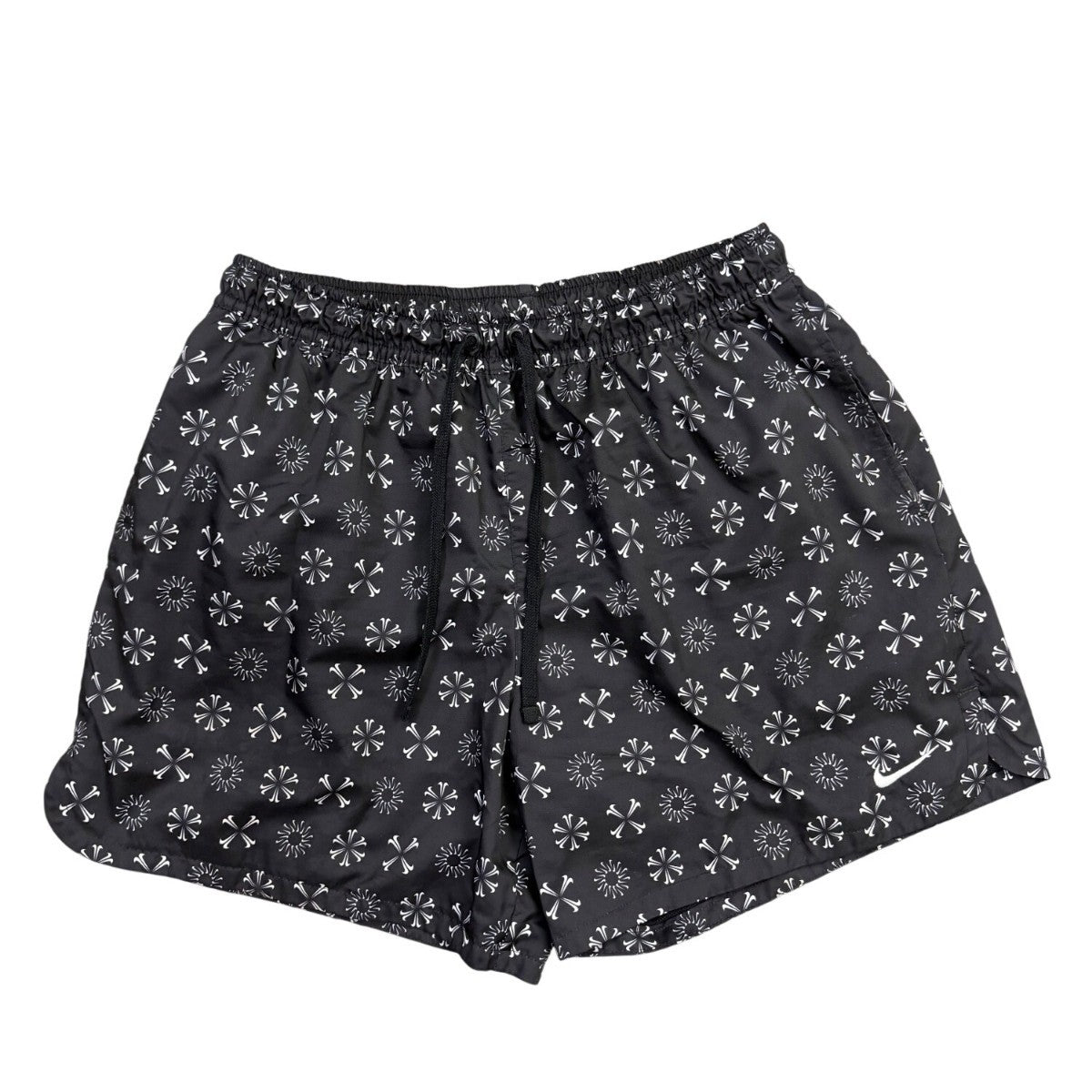 Nike Mens Black Running Shorts Lightweight Snowflake Pattern Drawstring Sz XL