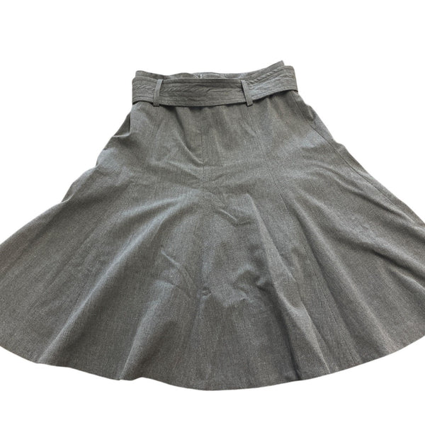 Grace Elements Women's Gray A-Line Midi Skirt With Belt Sz 6