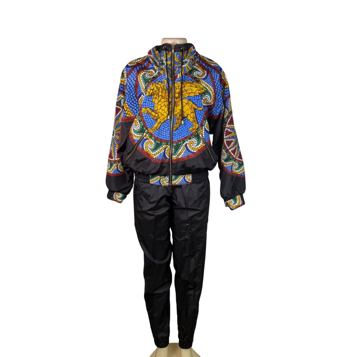 Vintage Gallery Sport Unisex Black Mosaic Print Tracksuit Set XS