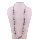 Ann Taylor Loft Womens Silver Tone Beaded Crystal Long Necklace Stylish