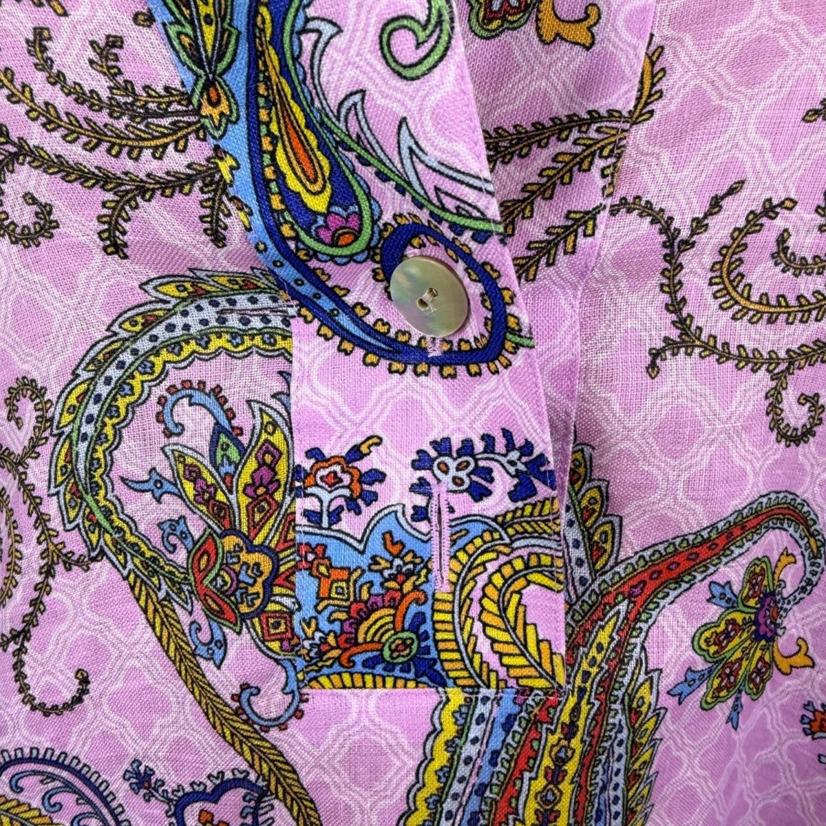 Hinson Wu Womens Pink Luxe Linen Paisley Tunic Shirt Dress Button Back Size M