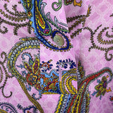 Hinson Wu Womens Pink Luxe Linen Paisley Tunic Shirt Dress Button Back Size M