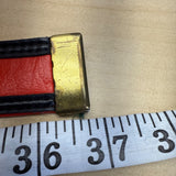 Vintage Red & Black Belt With Gold Buckle 37 in Long Adjustable Buckle