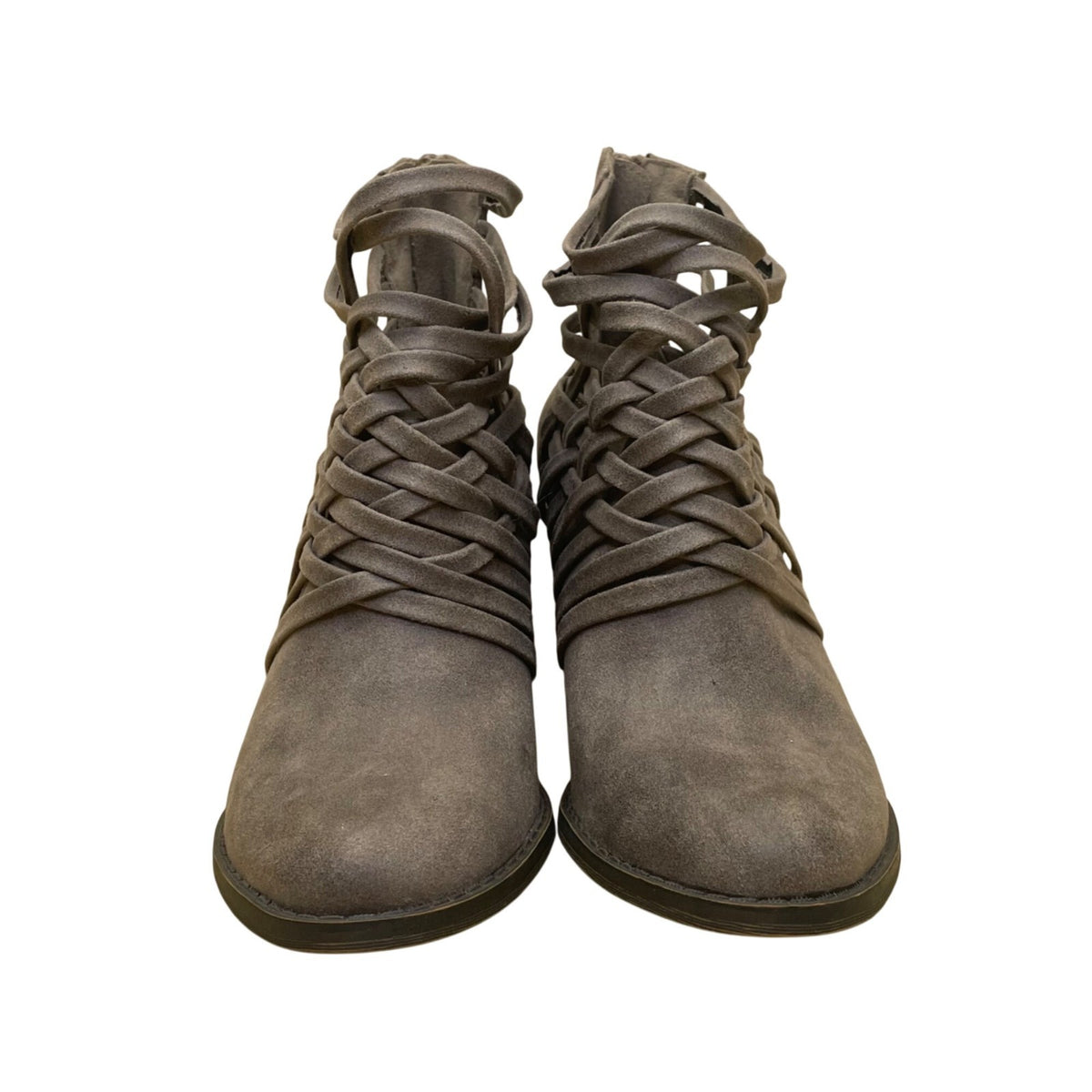 Fergalicious Women’s Taupe Zip Closure Heeled Weever Ankle Booties Size 7.5M