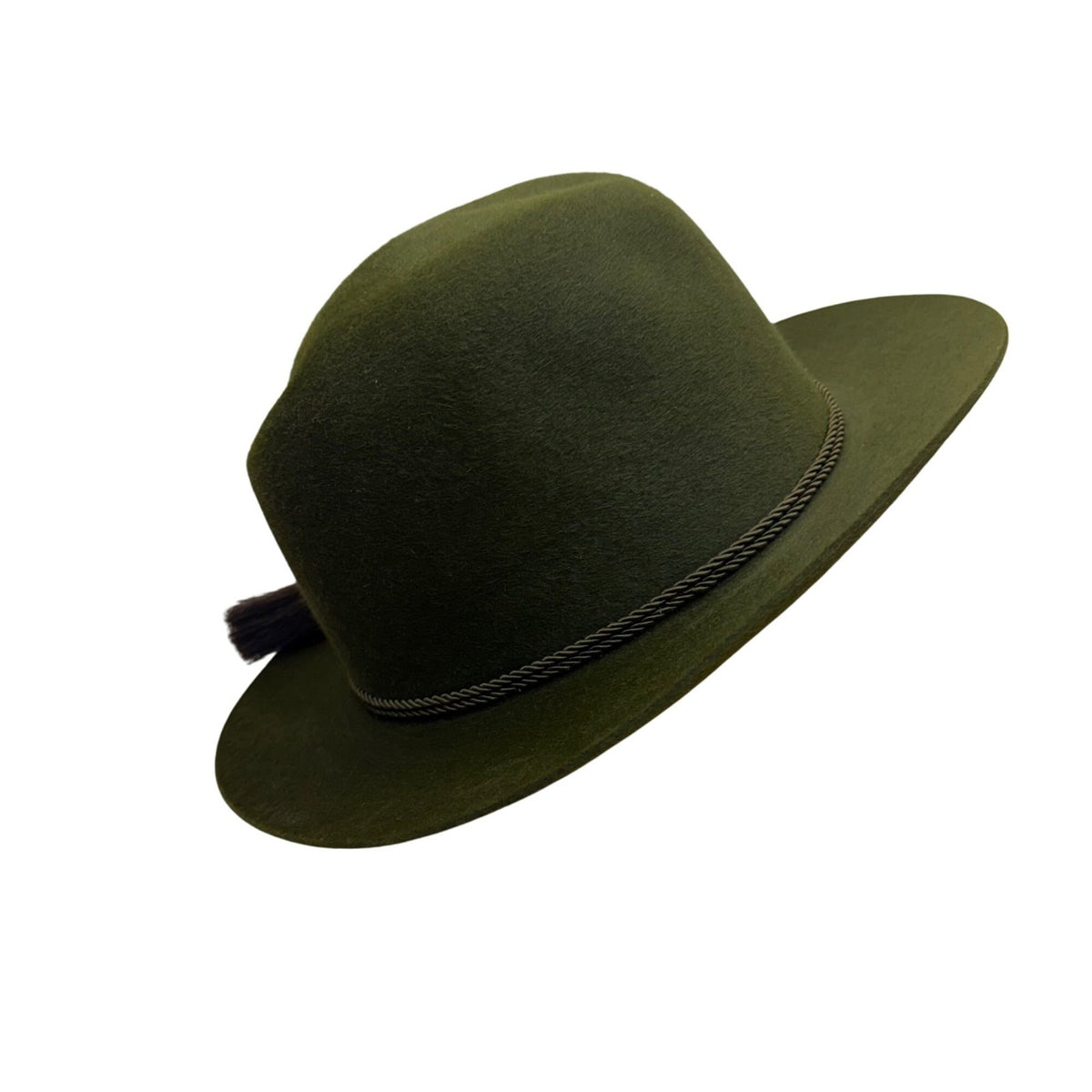 Vintage Rockel Green Wool Fedora Hat Rustic Design Twisted Cord Band Feather OS