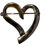 Casual Corner Womens Red Gold Tone Metal Enamel Heart Shaped Brooch
