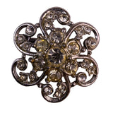 Vintage Unknown Silver Tone Floral Rhinestone Brooch Pin Jewelry
