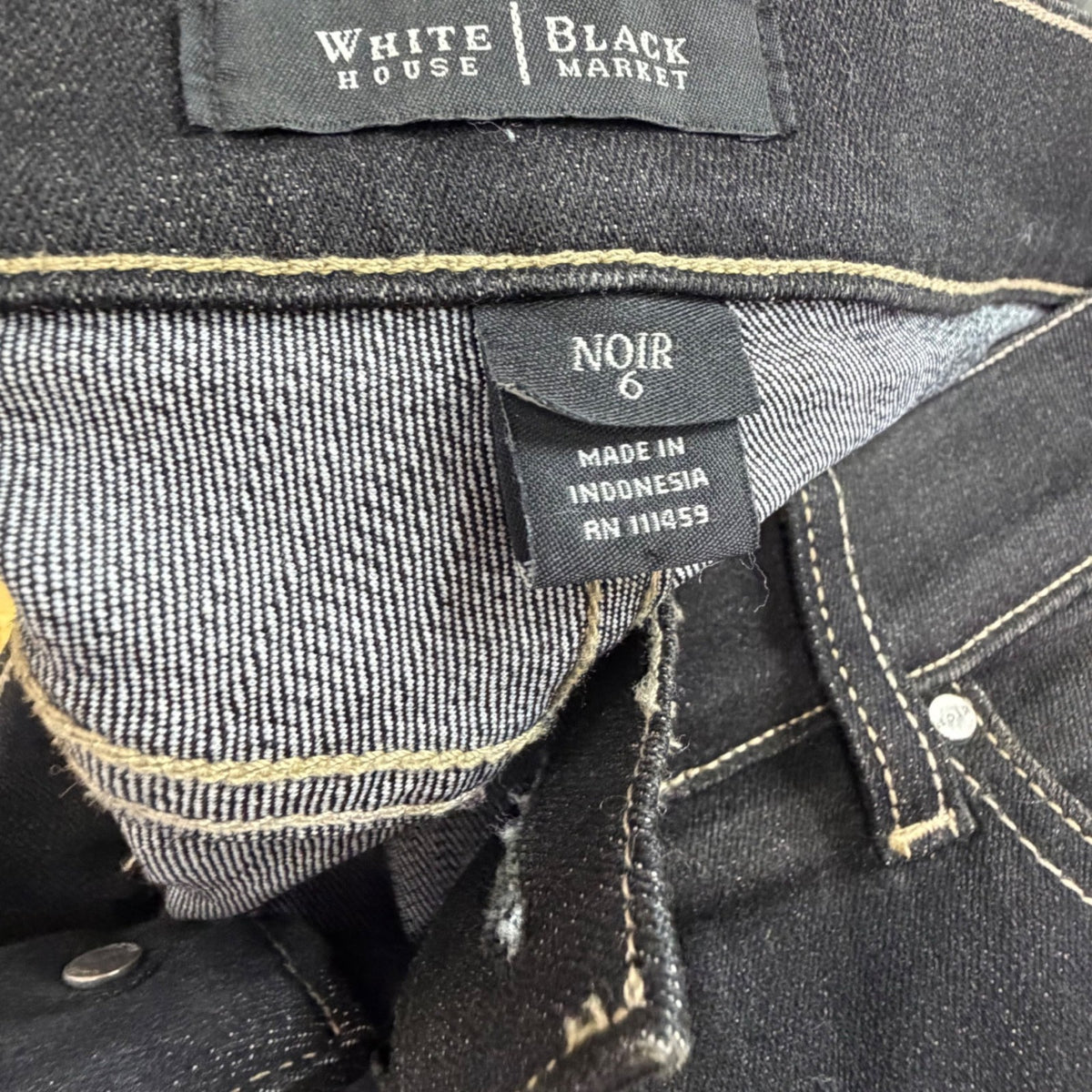White House Black Market Womens Black Cotton Blend Cropped Capri Jeans Size 6