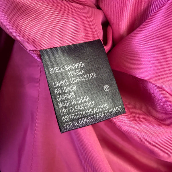 Tahari Womens Fuchsia Satin Blazer Jacket Elegant Structured Design Size 12 