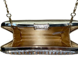 DMargeaux Women’s Champagne Rhinestone With Chain Strap Evening Chic Box Clutch
