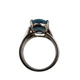 Sterling Silver Womens Blue Glass Gemstone Ring Polished Oval Cut 925 Sz 6