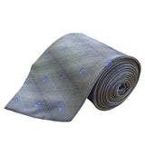 Van Heusen Men’s Gray & Blue 100% Silk Tie Geometric Pattern Made In Korea