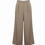 Tronjori Womens Tan Khaki Wide-Leg & Pleated Lightweight Pants Size L