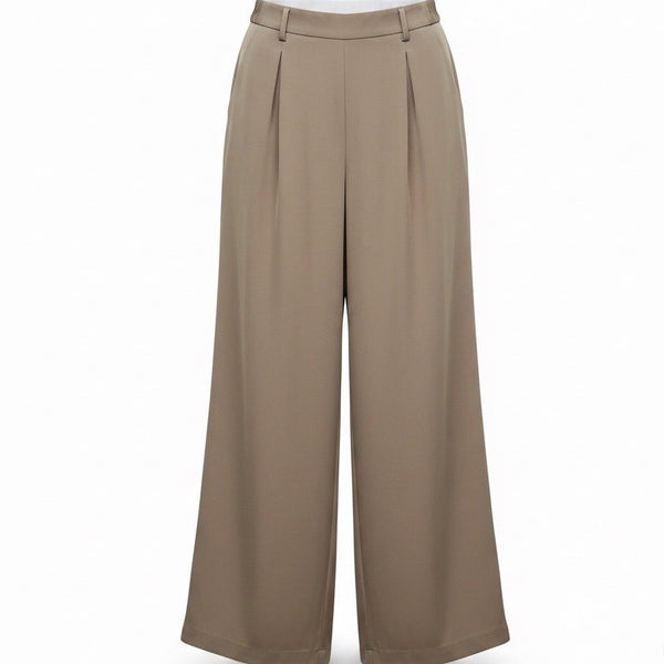 Tronjori Womens Tan Khaki Wide-Leg & Pleated Lightweight Pants Size L