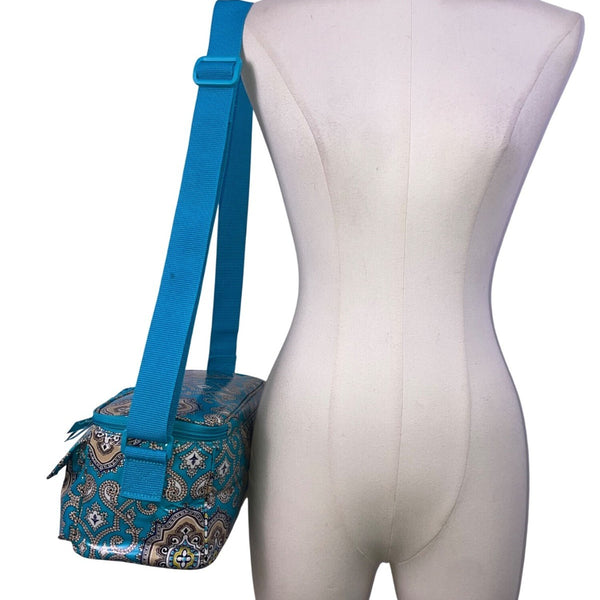 Vera Bradley Women’s Aqua & White Paisley Print Adjustable Strap Lunch Bag