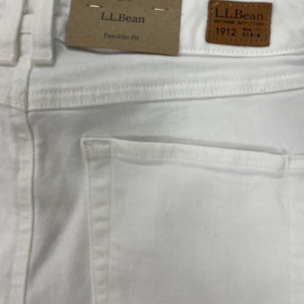 L.L.Bean Womens Beanflex White Jeans Favorite Fit Stretch Denim Size 12P - New