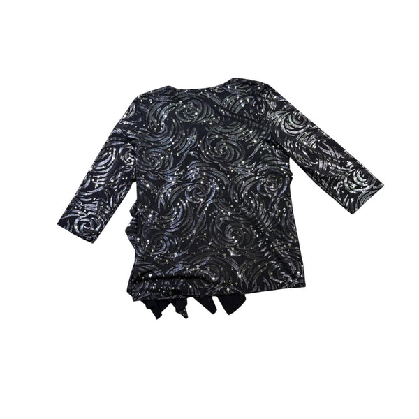 Elementz Women Black Top Swirl Glitter Pattern Size M
