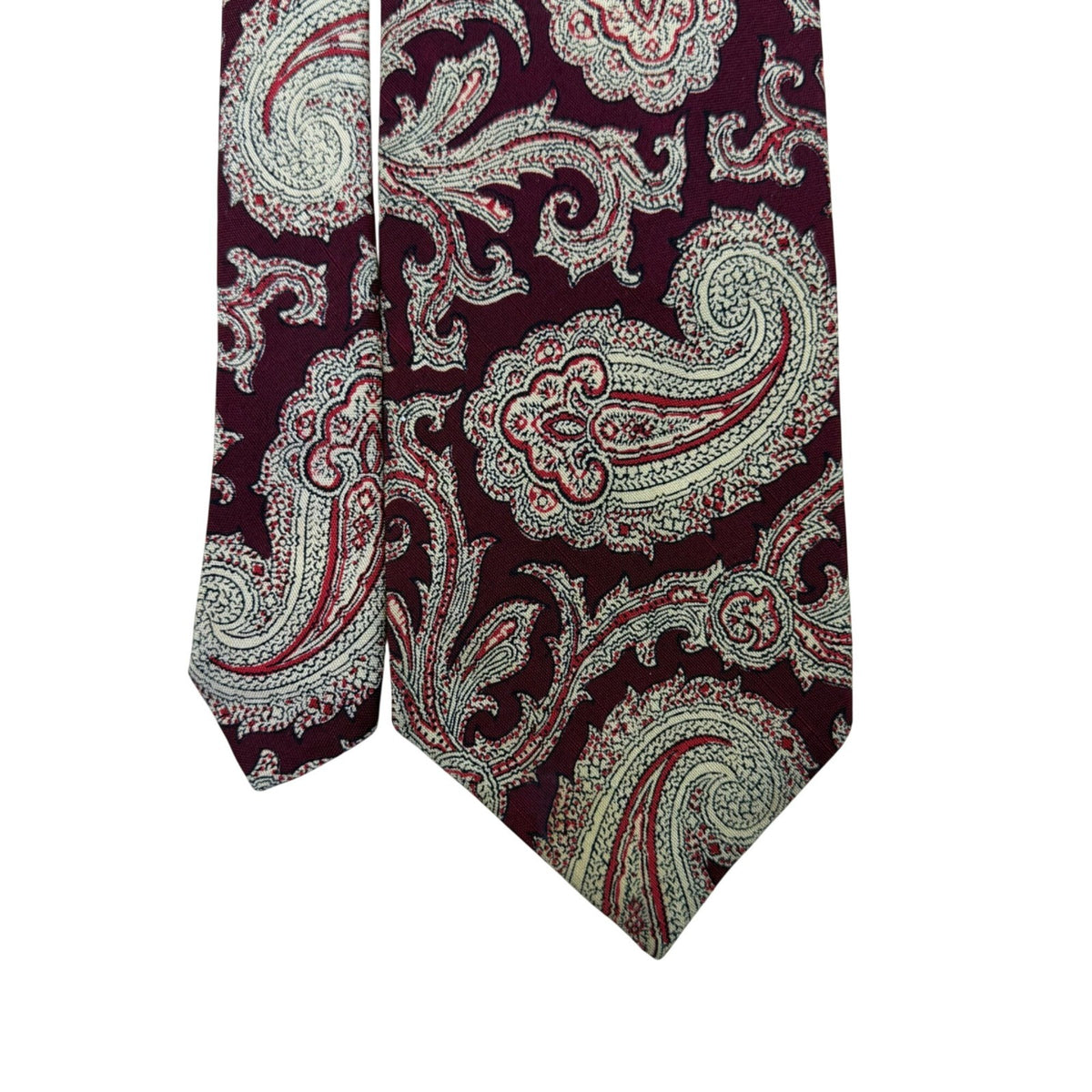 Polo By Ralph Lauren Mens Burgundy Silk Paisley Tie Classic Pattern Elegant