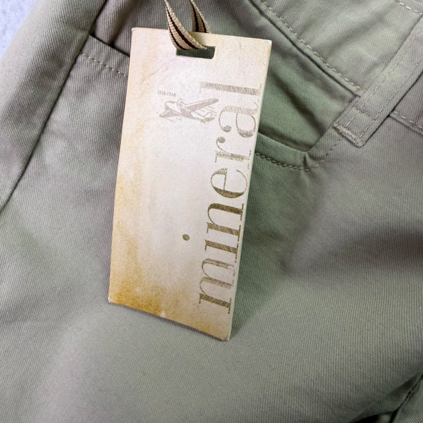 Mineral Women’s Olive Cotton & Elastane Straight-Leg Pants Size 28 - New