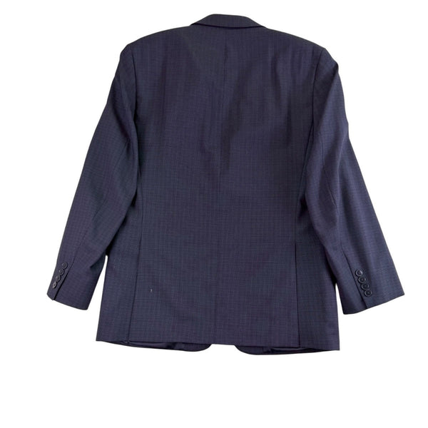 Calvin Klein Mens Navy Wool Blazer Jacket Slim Fit Checkered Two-Button Sz 40R