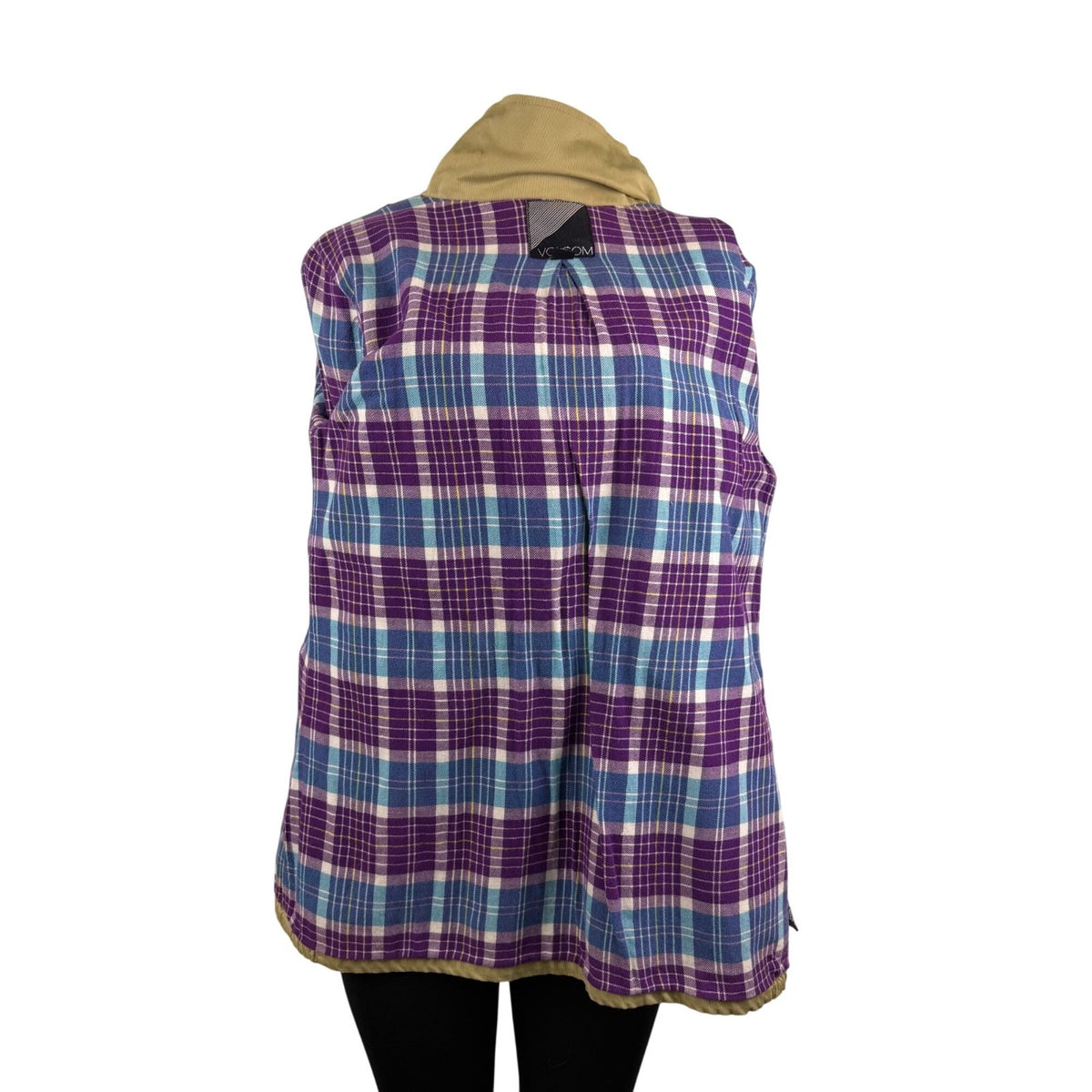 Volcom Women Khaki Cotton/Elastane Jacket Belted Military Style Size L