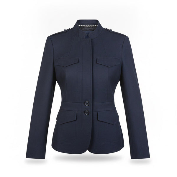 Banana Republic Womens Navy Wool Stretch Military Style Blazer Jacket Size 6