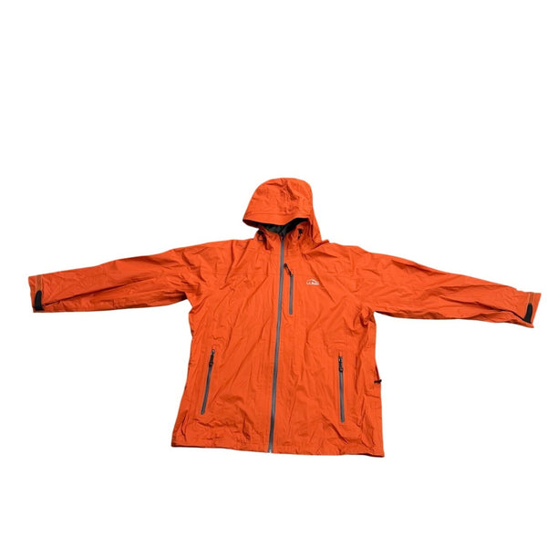 L.L. Bean Mens Orange Hooded Rain Jacket Fully Zippered Waterproof Design Sz XL