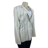 Chaps Women’s White Striped Notched Lapel Blazer Sz 12 - NWT
