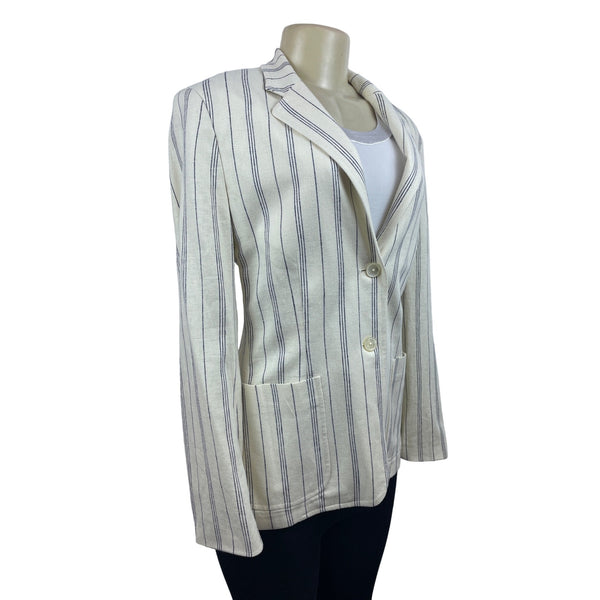 Chaps Women’s White Striped Notched Lapel Blazer Sz 12 - NWT
