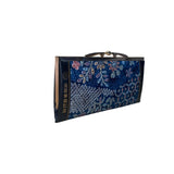 Japanese Women’s Blue Fabric & Metal Floral Pattern Clasp Wallet